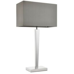 Loops 2 PACK Rectangular Table Lamp Light Modern Chrome & Grey Shade Sleek Sideboard - thumbnail 2