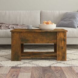 Berkfield Home Coffee Table Smoked Oak 79x49x41 cm Engineered Wood in Brown - Size: 79 x 49 x 41 cm - thumbnail 3