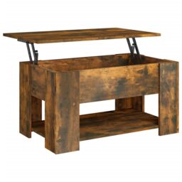 Berkfield Home Coffee Table Smoked Oak 79x49x41 cm Engineered Wood in Brown - Size: 79 x 49 x 41 cm - thumbnail 2