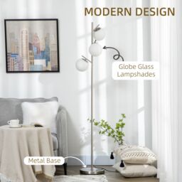 HOMCOM Modern Tree Floor Lamp with 3 Light, for Living Room Bedroom in Silver - thumbnail 4