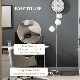 HOMCOM Modern Tree Floor Lamp with 3 Light, for Living Room Bedroom in Silver - thumbnail 5