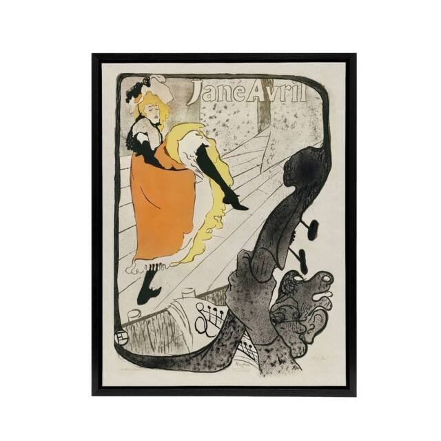"Artery8 Jane Avril Can Can Dancer Framed Canvas Wall Art Print Toulouse Lautrec - Size: W12"" x H16""" - image 1