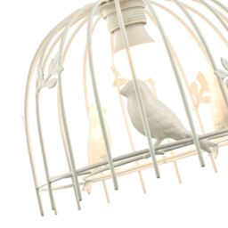 Happy Homewares Designer Birdcage Pendant Light Shade with Birds & Leaves in White - thumbnail 3