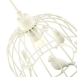 Happy Homewares Designer Birdcage Pendant Light Shade with Birds & Leaves in White - thumbnail 2
