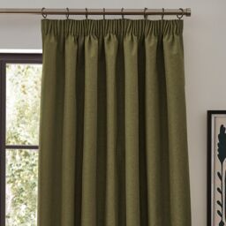 Furn Dawn Blackout Pencil Pleat Curtain Pair in Olive - Size: 117 cm width x 183 cm drop - thumbnail 2