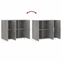 Berkfield Home Sideboard Grey Sonoma 90x34x80 cm Engineered Wood - Size: 90 x 34 x 80 cm - thumbnail 9