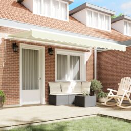 Berkfield Home Retractable Awning Manual Cream & White 4 x 2 metres - thumbnail 3