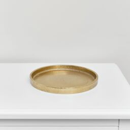 Melody Maison Small Round Antique Gold Metal Tray - 20.5cm - thumbnail 2