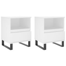 Berkfield Home Bedside Cabinets 2 pcs White 40x35x50 cm Engineered Wood - Size: 40 x 35 x 50 cm - thumbnail 2