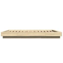 Berkfield Home Bed Frame with LED Lights without Mattress Sonoma Oak 140x190cm in Light Oak - Size: 140x190 cm - thumbnail 6