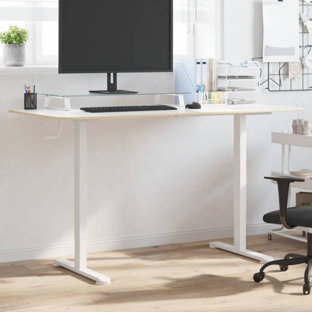 Berkfield Home Standing Desk Frame White (94-135)x60x(70-114) cm Steel - image 1