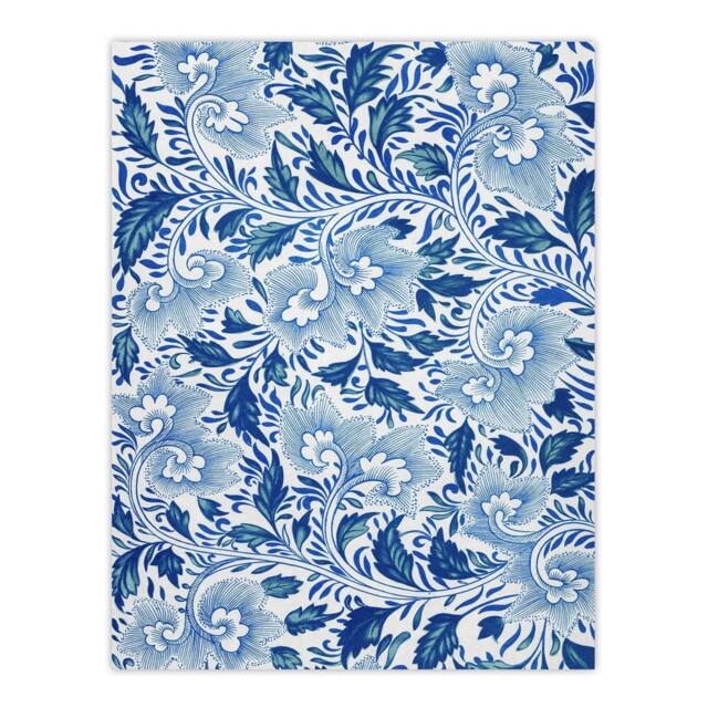 "Artery8 Owen Jones Elegant Ornamental Flower Pattern Wall Art Print in Blue - Size: W12"" x H16""" - image 1