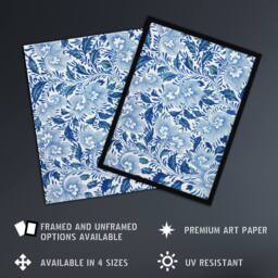 "Artery8 Owen Jones Elegant Ornamental Flower Pattern Wall Art Print in Blue - Size: W12"" x H16""" - thumbnail 2