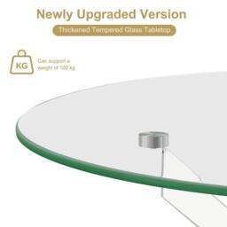 Dprodo Round Tempered Glass Dining Table with Chromed Legs 90cm in Silver - Size: 2 Pack - thumbnail 5