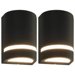 Berkfield Home Outdoor Wall Lights 2 pcs 35 W Black Half-round - thumbnail 2
