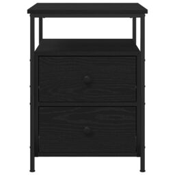 Berkfield Home Bedside Cabinet Black Oak 44x45x60 cm Engineered Wood & Steel - Size: 44 x 45 x 60 cm - thumbnail 6