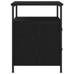 Berkfield Home Bedside Cabinet Black Oak 44x45x60 cm Engineered Wood & Steel - Size: 44 x 45 x 60 cm - thumbnail 7