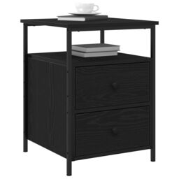 Berkfield Home Bedside Cabinet Black Oak 44x45x60 cm Engineered Wood & Steel - Size: 44 x 45 x 60 cm - thumbnail 3