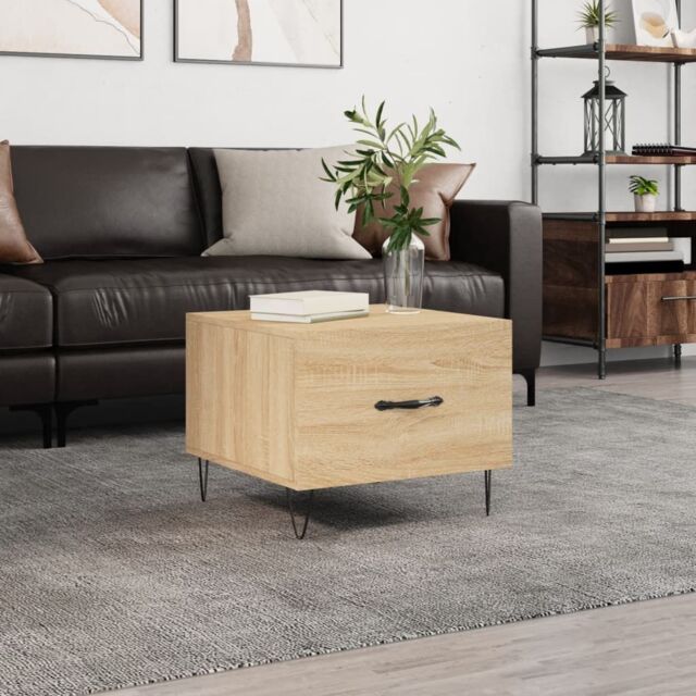 Berkfield Home Coffee Table Sonoma Oak 50x50x40 cm Engineered Wood in Brown - Size: 50 x 50 x 40 cm - image 1