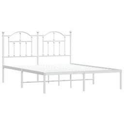 Berkfield Home Metal Bed Frame with Headboard White 140x190 cm - thumbnail 3