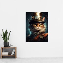 "Artery8 Top Hat Magic Cat Fun Steampunk Cat Explorer Artwork Extra Large XL Unframed Wall Art Poster Print - Size: W24"" x H32""" - thumbnail 4