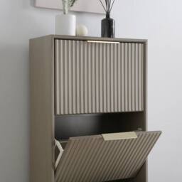 Home Garden Direct Monza Shoe Storage Cabinet with Fluted Doors Pale Ash in Grey - thumbnail 5