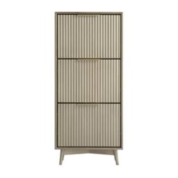 Home Garden Direct Monza Shoe Storage Cabinet with Fluted Doors Pale Ash in Grey - thumbnail 6