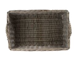 Red Hamper Wicker Shallow Antique Wash Storage Basket in Brown - Size: Medium - thumbnail 2