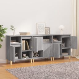 Berkfield Home Sideboards 3 pcs Grey Sonoma 60x35x70 cm Engineered Wood - Size: 60 x 35 x 70 cm - thumbnail 3