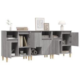 Berkfield Home Sideboards 3 pcs Grey Sonoma 60x35x70 cm Engineered Wood - Size: 60 x 35 x 70 cm - thumbnail 4