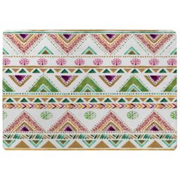 Benjamin Tate Design Colorful Striped Gold Style Triangles Rug in Natural - Size: Large - thumbnail 1
