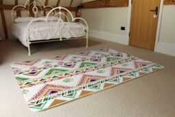 Benjamin Tate Design Colorful Striped Gold Style Triangles Rug in Natural - Size: Large - thumbnail 3