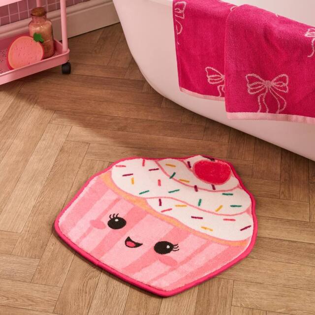 OHS Character Novelty Bath Mat Soft Velvet Quick Dry Non-Slip Shower Rug in Pink - image 1