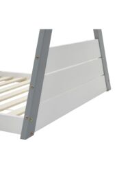 Living and Home Grey Montessori Children's Floor Bed with White Headboard - thumbnail 9
