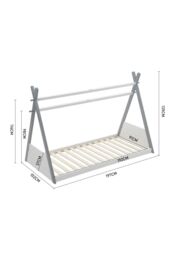 Living and Home Grey Montessori Children's Floor Bed with White Headboard - thumbnail 2