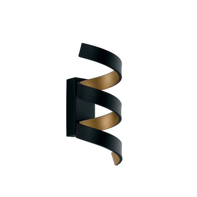 Netlighting HELIX LED Swirl Wall Light Black Gold 720lm 4000K 10x26x13.5cm - Size: 10x26x13.5 cm