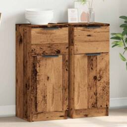 Berkfield Home Sideboards 2 pcs Old Wood 30x30x70 cm Engineered Wood in Brown - Size: 30 x 30 x 70 cm - thumbnail 2