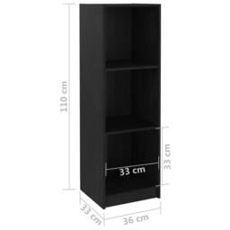 Berkfield Home Book Cabinet/Room Divider Black 36x33x110 cm Solid Pinewood - Size: 36 x 33 x 110 cm - thumbnail 8