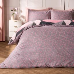 OHS Shapes Duvet Cover with Pillow Case Bedding Set in Light Pink - Size: Double - thumbnail 2