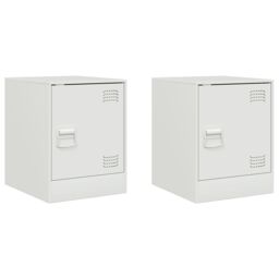 Berkfield Home Bedside Cabinets 2 pcs White 34.5x39x44 cm Steel - thumbnail 2