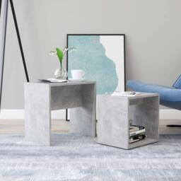Berkfield Home Coffee Table Set Concrete Grey 48x30x45 cm Engineered Wood - Size: 48 x 30 x 45 cm - thumbnail 2