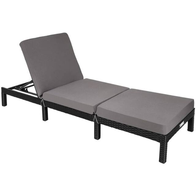tectake Sun Lounger Sofia in Black - Size: 1 Seater - image 1
