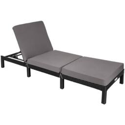 tectake Sun Lounger Sofia in Black - Size: 1 Seater - thumbnail 1