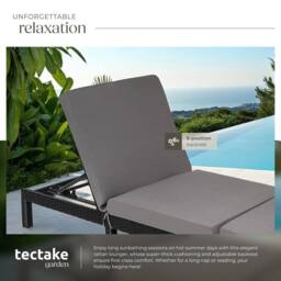 tectake Sun Lounger Sofia in Black - Size: 1 Seater - thumbnail 4