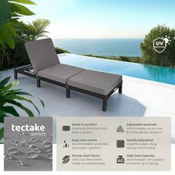 tectake Sun Lounger Sofia in Black - Size: 1 Seater - thumbnail 2