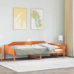 Berkfield Home Modern Bed Frame without Mattress Wax Brown 80x200 cm Solid Wood Pine - thumbnail 2