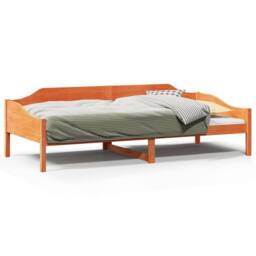 Berkfield Home Modern Bed Frame without Mattress Wax Brown 80x200 cm Solid Wood Pine - thumbnail 3
