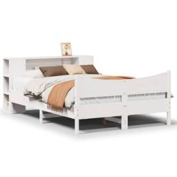 Berkfield Home Beautiful Bed Frame without Mattress White 135x190 cm Double Soli - thumbnail 3