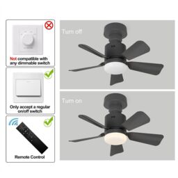 Garwarm Dimmable LED Screw in Ceiling Fan Light for Bedroom, 45 cm Black - thumbnail 5