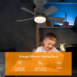 Garwarm Dimmable LED Screw in Ceiling Fan Light for Bedroom, 45 cm Black - thumbnail 8